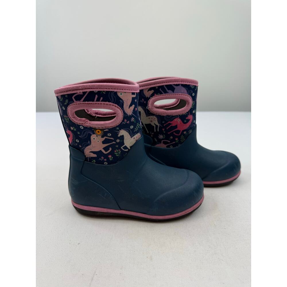 Bogs Kids Unicorn Rain Boots Youth Size 10 Girls Waterproof Blue Pink Outdoors
